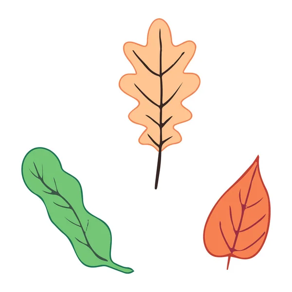 カラフルな漫画の秋のイラストを残します 秋のデザインの要素 ベクトル — ストックベクタ