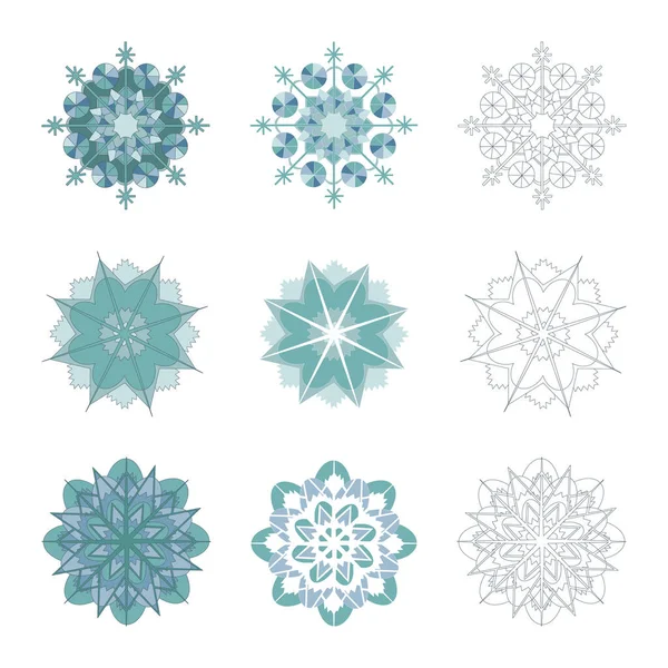 Christmas Snowflakes Collection Isolated On White Background Cute