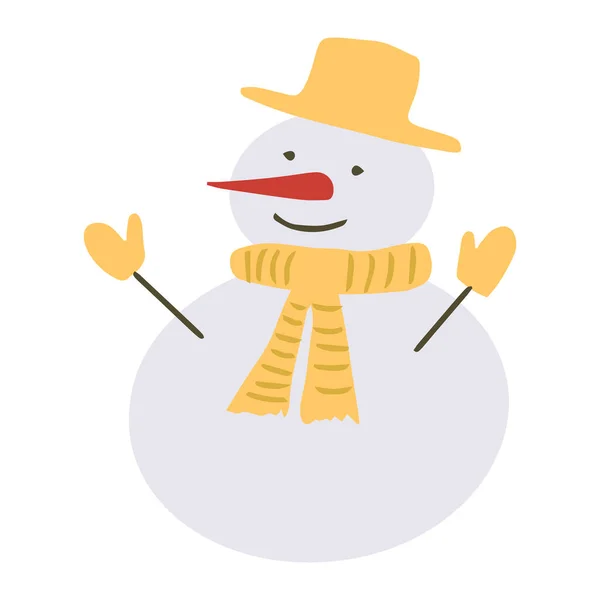 Снеговик Изолирован Белом Фоне Элемент Рождественского Дизайна Вектор — стоковый вектор