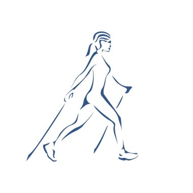 Nordic walking nişanlı kız stilize silüeti