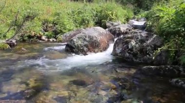Yatay, dağlar, ağaçlar ve Nehri ön