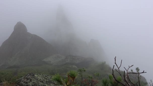 Καταπληκτική σκηνή time-lapse της ομίχλης που κινείται προς το πιο διάσημο βουνό στην Κίνα — Αρχείο Βίντεο