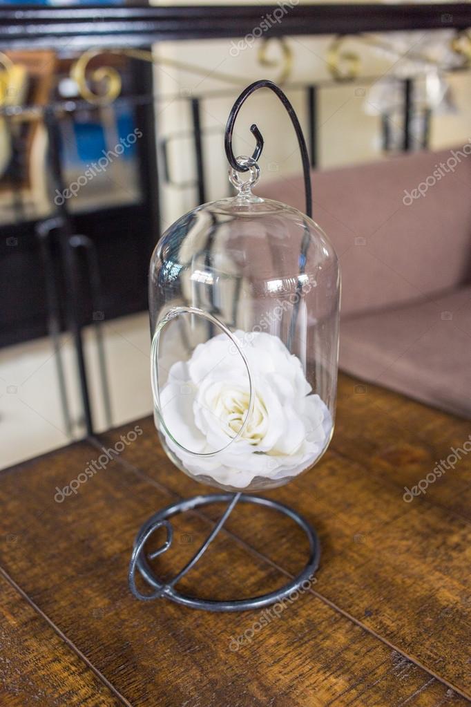 Bouquet Of White Ranunculus In Glass Vase Near The Window