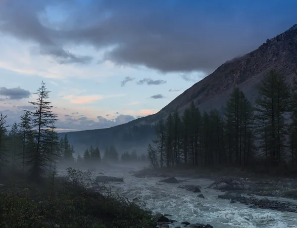 Туман на Yellowstone річки — стокове фото