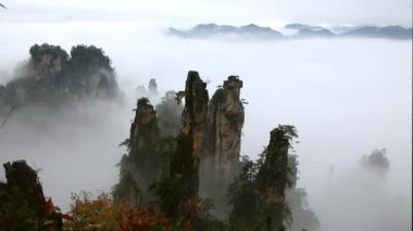 Çin'deki en yüksek noktası Huashan dağlardan Panorama.