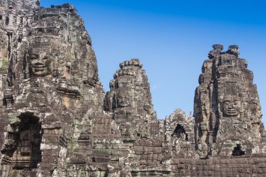 Antik Bayon Kalesi, Angkor Thom, Cambodia. Vintage.