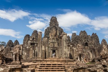 Antik Bayon Kalesi, Angkor Thom, Cambodia. Vintage.