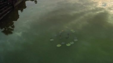 Buffalo Gölü üzerinden günbatımı parlak renkler