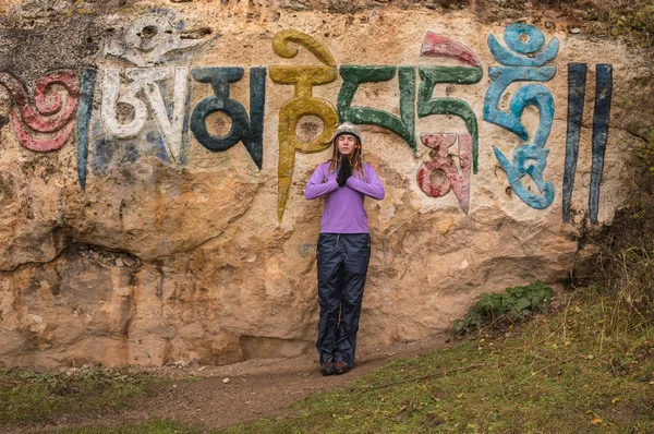 Touristes européens dans les montagnes Tibet — Photo