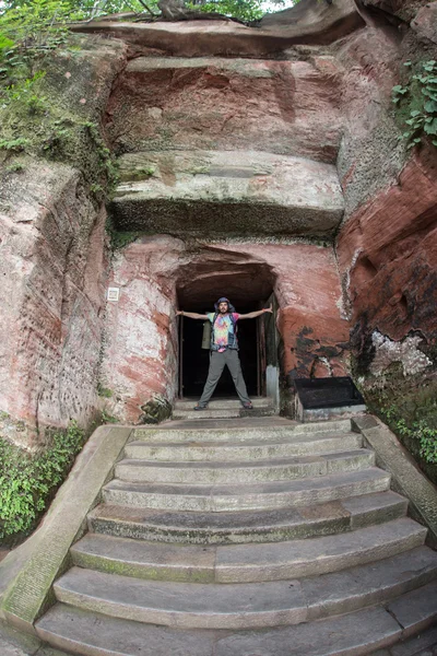 Man-made cave near the monastery — Stock Photo, Image