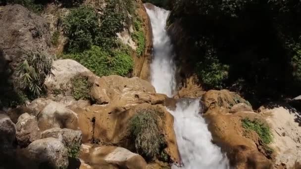 Vattenfall i djupa skogen — Stockvideo