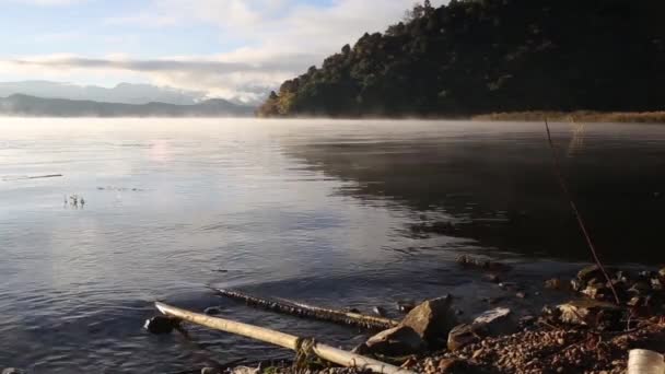 호수는 보트와 나무 — 비디오