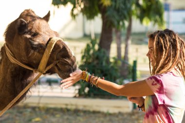 Turist çocuk sürme deve  