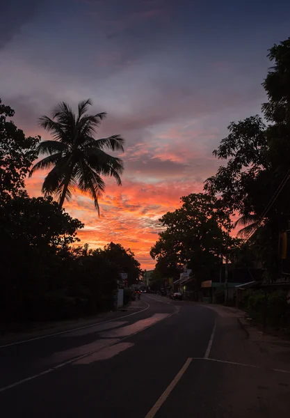 漂亮的热带落日的全景视图 — 图库照片