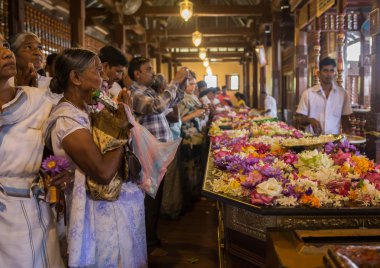 Kandy, Sri Lanka - Şubat 01: Pera Hera Festivali Kandy Buda'nın diş kutlamak için. Dansları ve güzel oluşan filler dekore edilmiştir. Şubat'ta alınan 01,2015, Kandy, Sri Lanka.