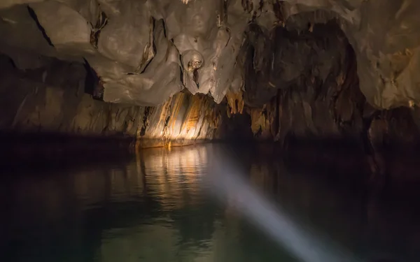 Unique image of Puerto Princesa subterranean underground river from inside — Stock Photo, Image