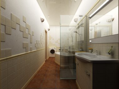 Render bir modern banyo iç tasarım