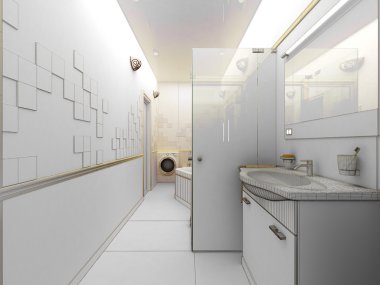 Render bir modern banyo iç tasarım
