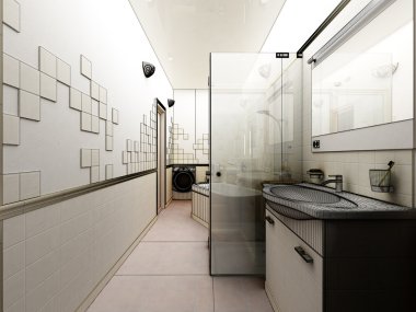 Render bir modern banyo iç tasarım