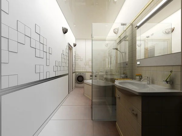 Renderizado de un moderno baño de diseño interior — Foto de Stock