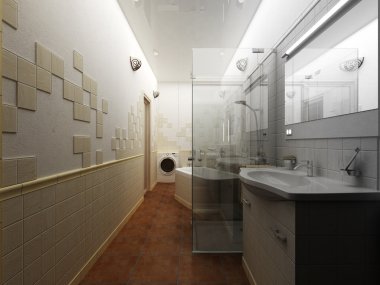 Render bir modern banyo iç tasarım
