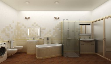 Render bir modern banyo iç tasarım
