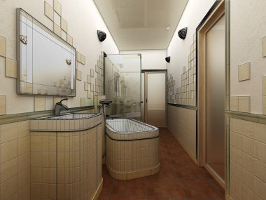 Render bir modern banyo iç tasarım