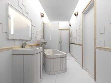 Render bir modern banyo iç tasarım