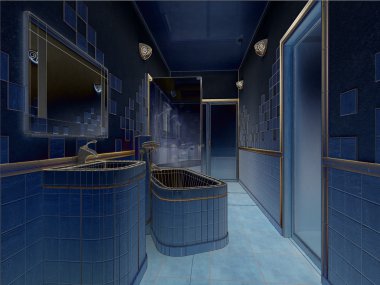 Render bir modern banyo iç tasarım