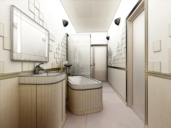 Render bir modern banyo iç tasarım