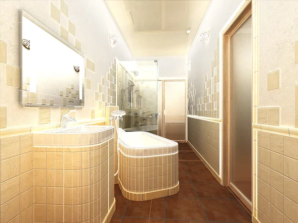 Render of a modern bathroom interior design — Stock Photo, Image