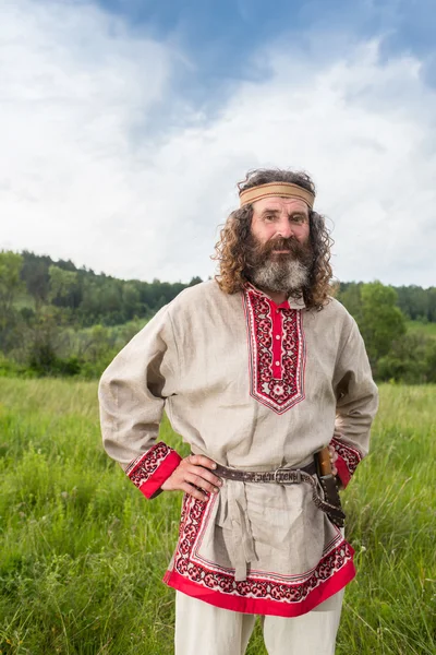 Russian man with accordion,redneck. — Stockfoto