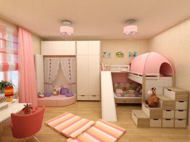 oluşturma 3d klasik çocuk odası