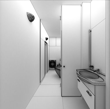 bir modern banyo iç tasarım 3d render