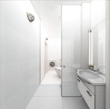 bir modern banyo iç tasarım 3d render