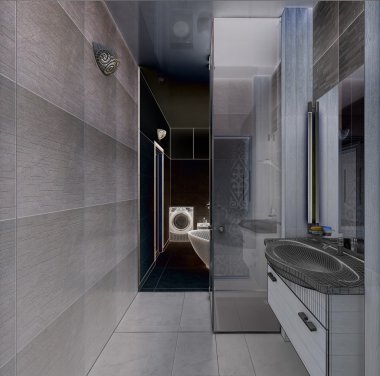 bir modern banyo iç tasarım 3d render