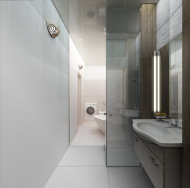 bir modern banyo iç tasarım 3d render