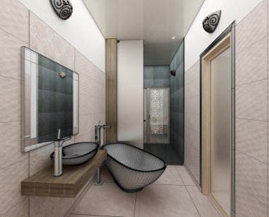 bir modern banyo iç tasarım 3d render