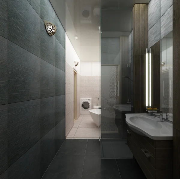 Rendering 3D of a modern bathroom interior design — Stock Photo, Image