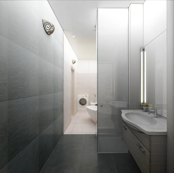 Rendering 3D of a modern bathroom interior design — Stock Photo, Image