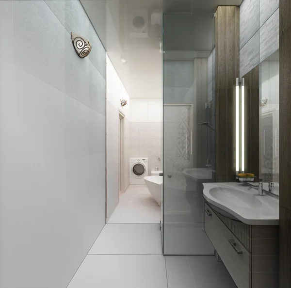 Rendering 3D of a modern bathroom interior design — Stock Photo, Image