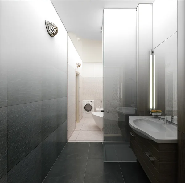 Rendering 3D of a modern bathroom interior design — Stock Photo, Image