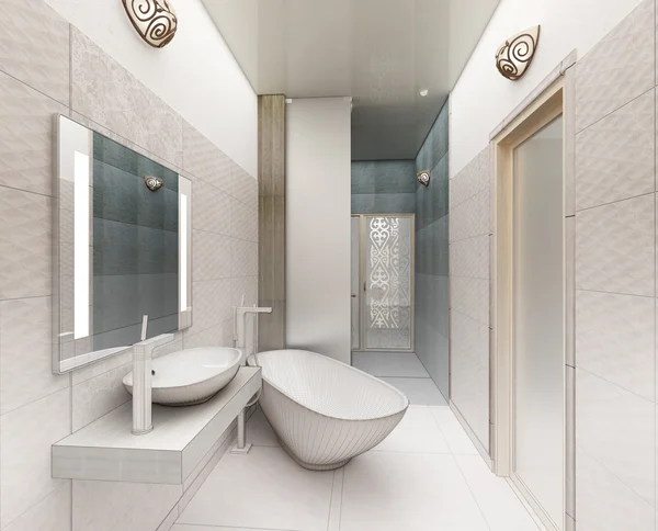 Renderização 3D de um design de interiores moderna casa de banho — Fotografia de Stock