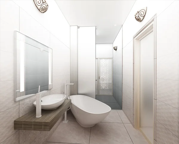 Rendering 3D of a modern bathroom interior design — Stock Photo, Image