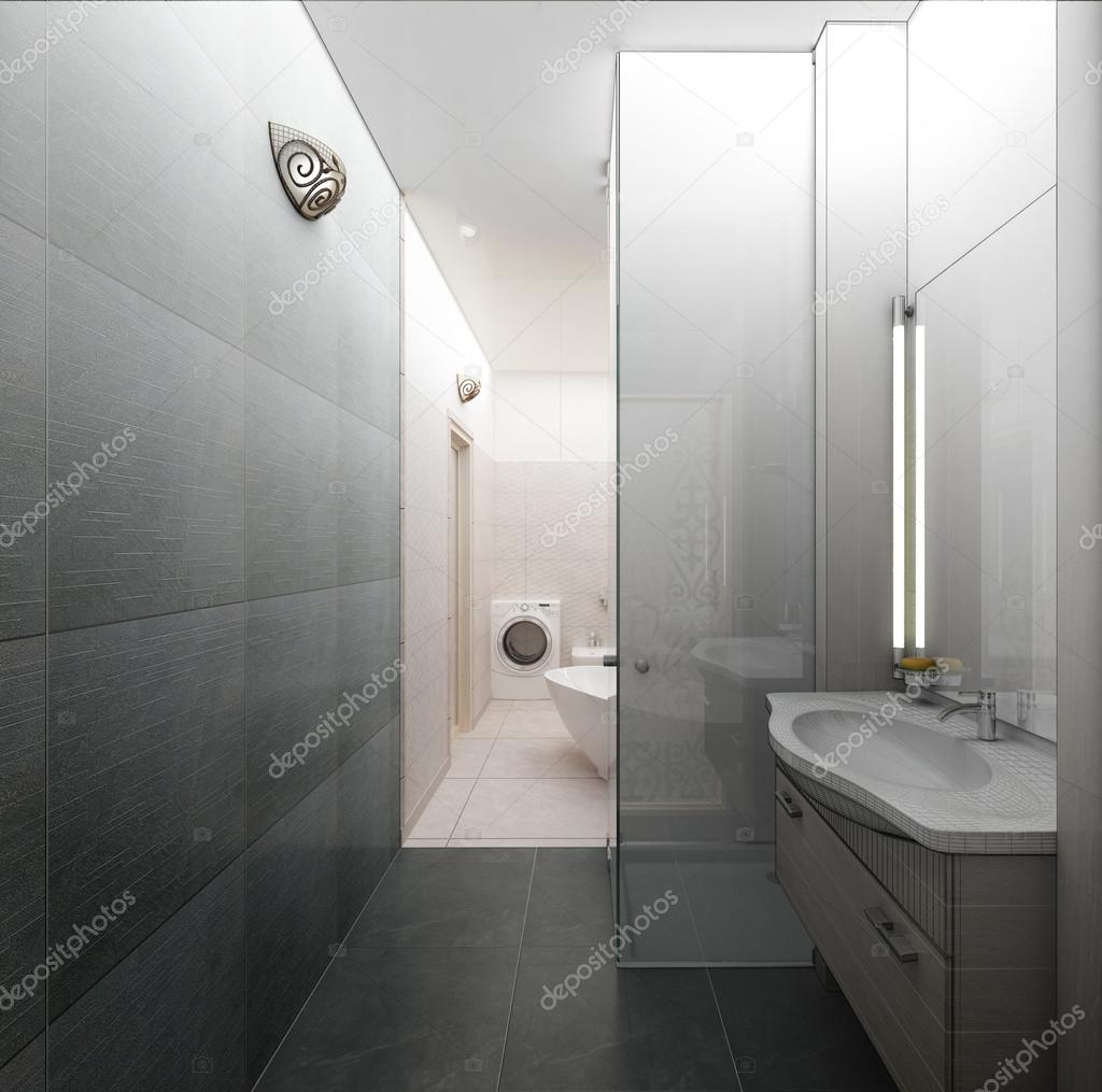Rendering 3d van een moderne badkamer interieur design — Stockfoto ... Rendering 3d van een moderne badkamer interieur design — Stockfoto ...