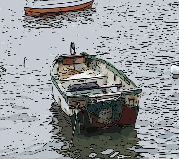 Fischerboot Single Meer Illustration — Stockvektor