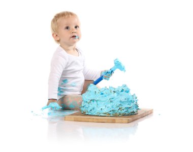 Baby smashing cake clipart
