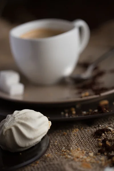 Cup of hot espresso coffee, and cookie — Stock Photo, Image