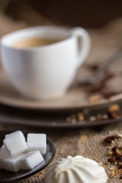 Cup of hot espresso coffee, and cookie — Stock Photo, Image