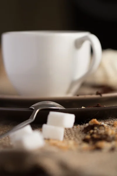 Cup of hot espresso coffee, and cookie — Stock Photo, Image